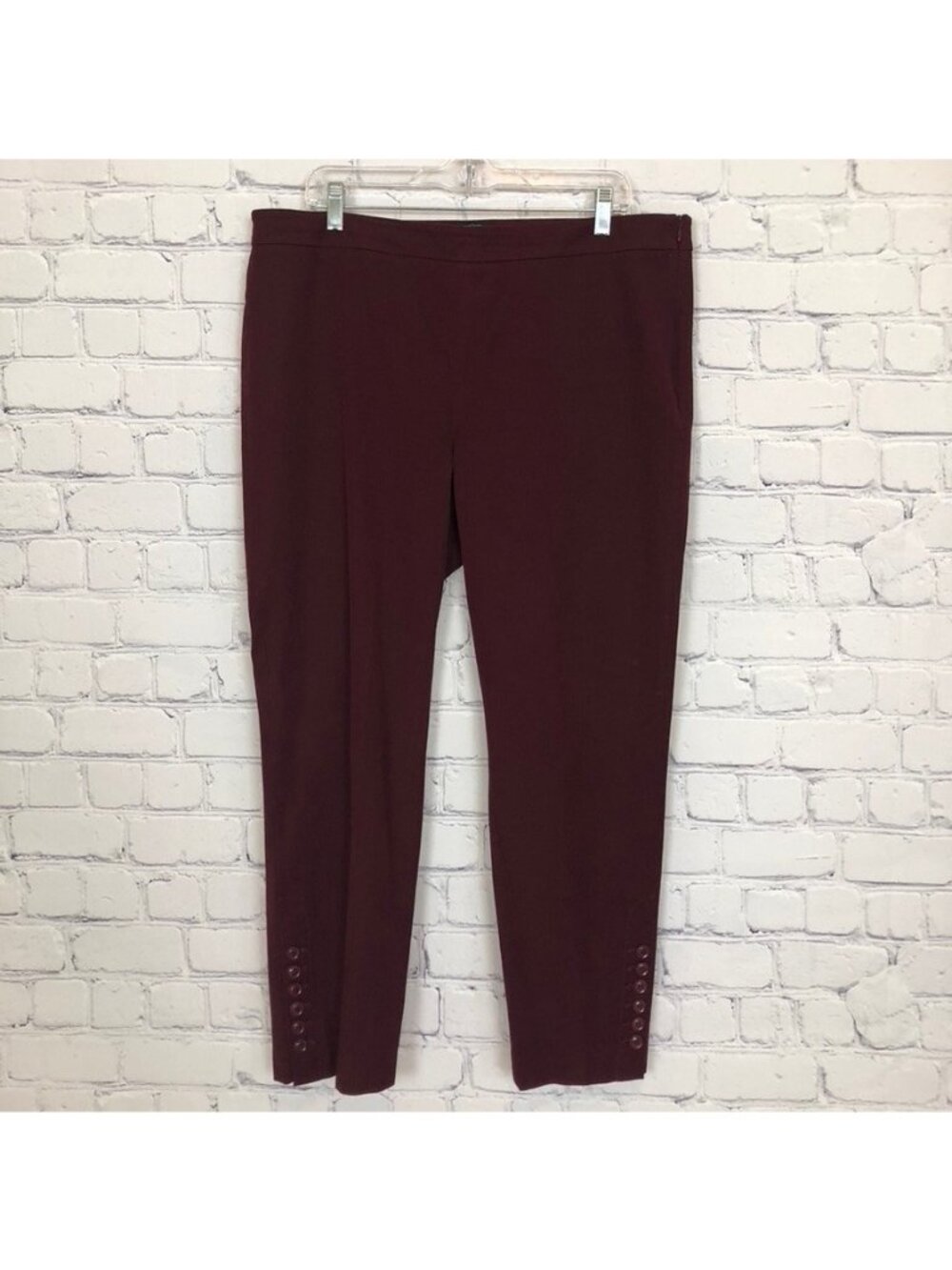 Talbots Chatham Pant SIze 16 Maroon Cotton Blend Stretch Side Zip